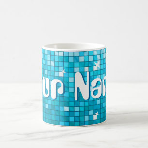 Caneca De Café Azulejos Disco caneta azul 'Seu nome'