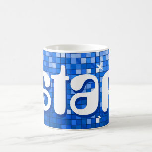 Caneca De Café Azulejos Disco - Caneta 'star' Azul Escuro