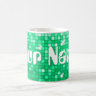 Caneca De Café Azulejos Disco Jade 'Seu Nome'