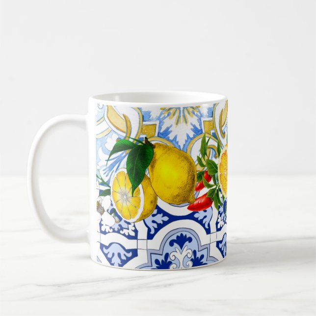 Caneca De Café Azulejos do Mediterrâneo, majolica, estilo Sicilia (Esquerda)