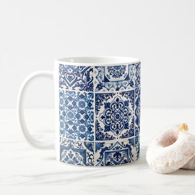 Caneca De Café Azulejos do Mediterrâneo, Portugal, Azulejo, Majol (Com Donut)