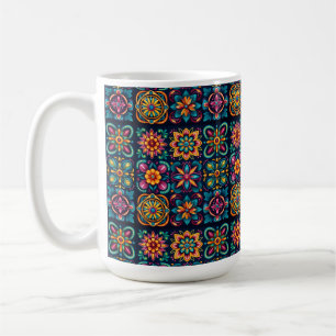 Caneca De Café Azulejos Flor Mosaico 53