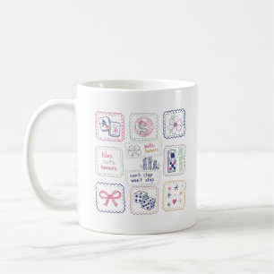 Caneca De Café Azulejos Inspirados em Mahjong e Colagem de Amulet