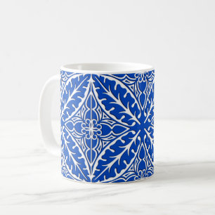 Caneca De Café Azulejos marroquinos - azuis cobaltos e branco
