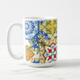 Caneca De Café Azulejos mediterrânicos, majolica, estilo Sicilian