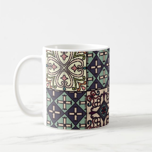 Caneca De Café Azulejos Portugueses: Estilo Talavera Invisível (Esquerda)
