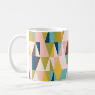 Caneca De Café Azulejos triangulares coloridos, fundo vintage.