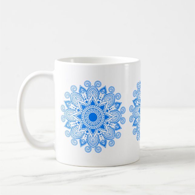 Caneca De Café Azure Blue Mandala (Esquerda)