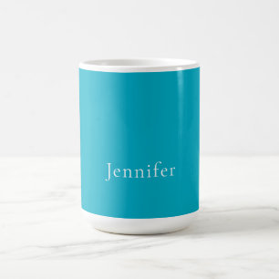 Caneca De Café Azure Blue Trendy Modern Minimalist Name