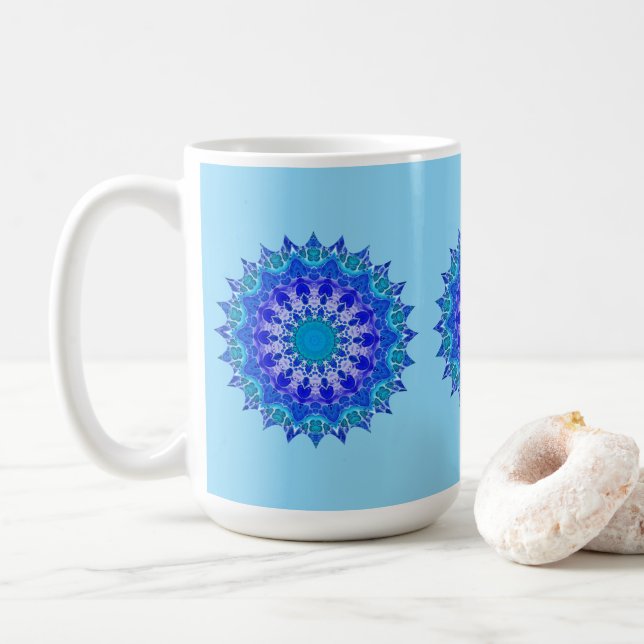 Caneca De Café Azure Flower Mandala Mug (Com Donut)