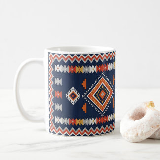 Caneca De Café Azure Navy and Terracotta Geometric Tribal