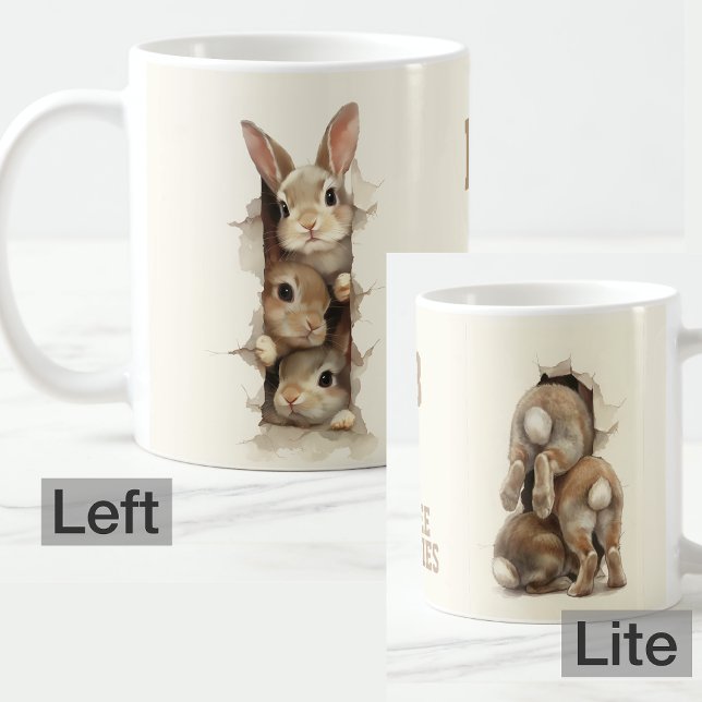 Caneca De Café B3 Three Bunnies 3D Illusion  (Criador carregado)