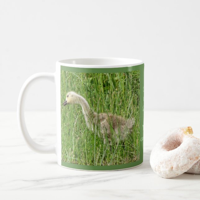 Caneca De Café B58 Ganso-do-Canadá Gosling na Grama (Com Donut)