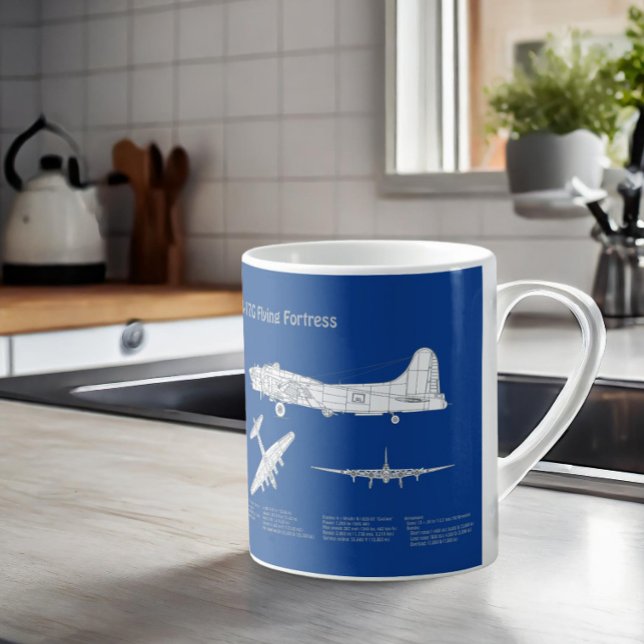 Caneca De Café B-17 Fortaleza Voadora - Plano de bordo ABD (Criador carregado)