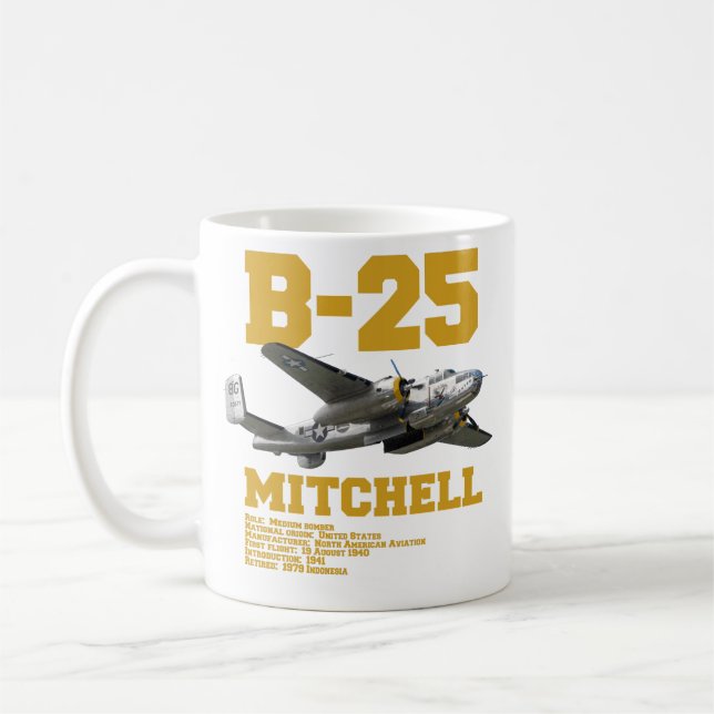 Caneca De Café B-25 Mitchell | WW2 Plane (Esquerda)