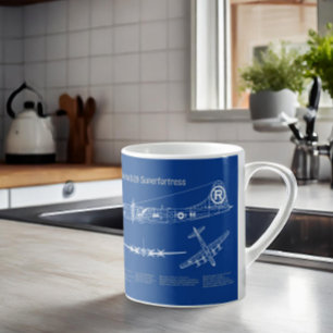 Caneca De Café B-29 Superfortaleza - Planos de Impressão Blueprin