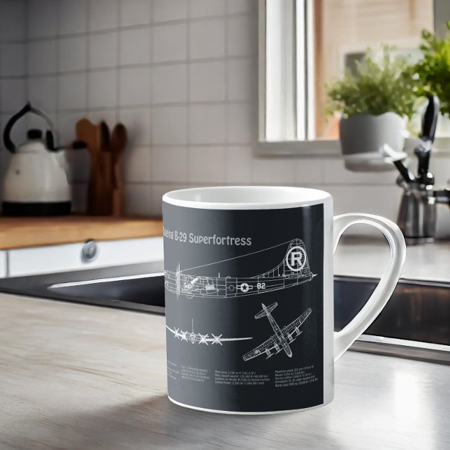 Caneca De Café B-29 Superfortaleza - Planos de Impressão de Avião (Criador carregado)