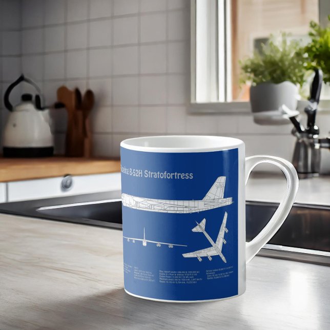 Caneca De Café B-52 Estratofortaleza - Planos de Impressão Bluepr (Criador carregado)