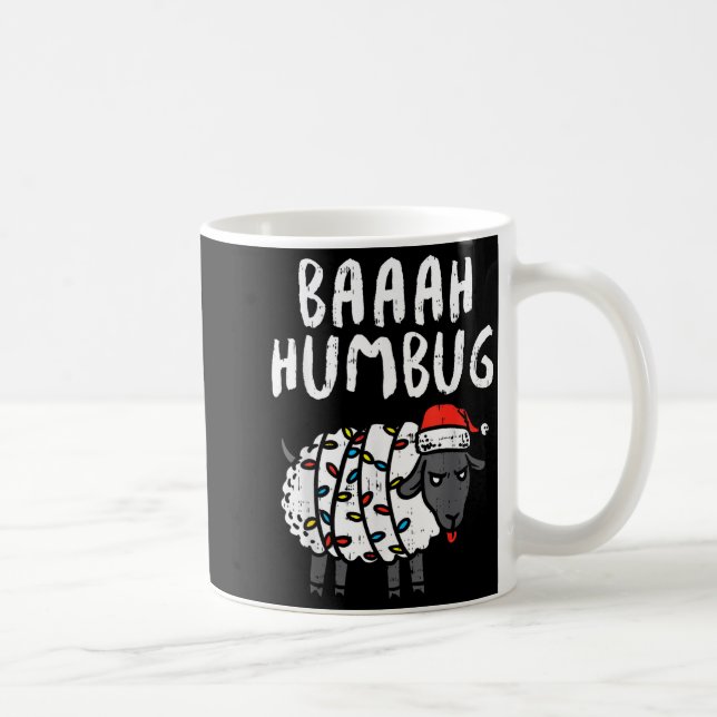 Caneca De Café Baaah Humbug Sheep Xmas Lights Funny Anti Christma (Direita)