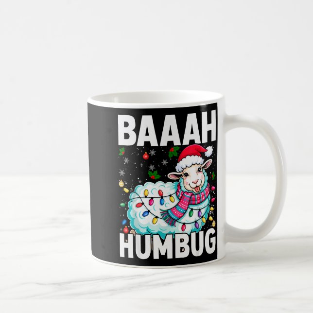 Caneca De Café Baaah Humbug Sheep Xmas Lights Funny Anti Christma (Direita)