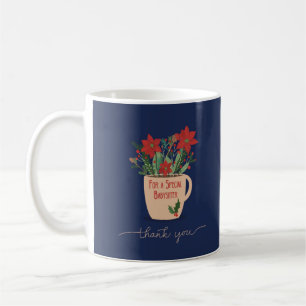 Caneca De Café Babá Agradecimento no Natal Poinsettias