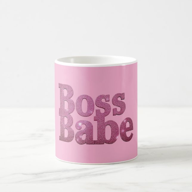 Caneca De Café Babe do chefe rosa brilhante (Centro)