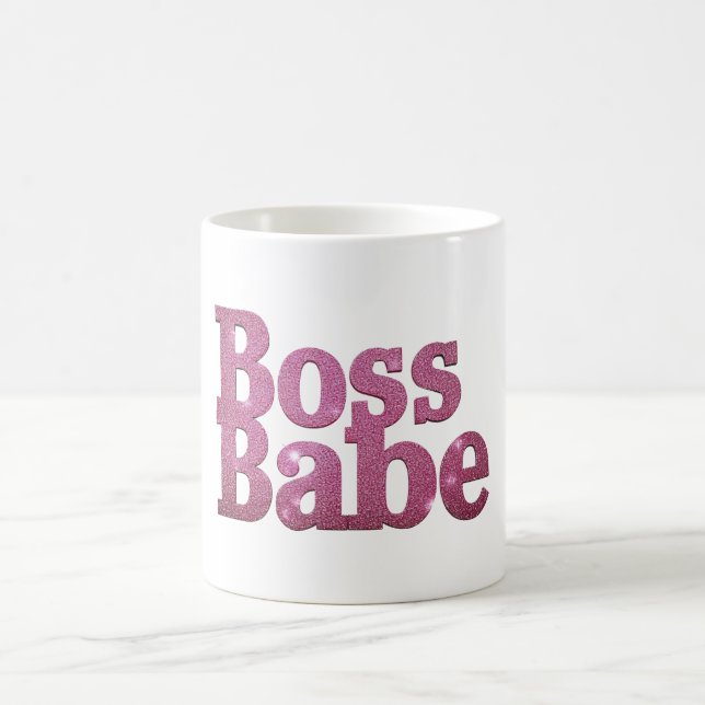 Caneca De Café Babe do chefe rosa brilhante (Centro)
