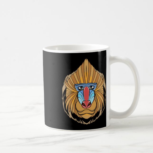 Caneca De Café Baboon Face Halloween Assustador Macaco Baboon (Direita)