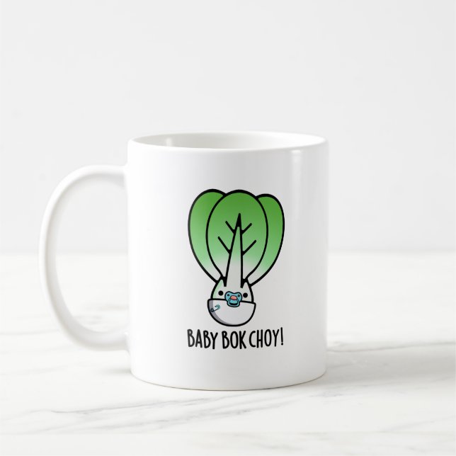 Caneca De Café Baby Bok Choy Engraçado Veggie Pun (Esquerda)