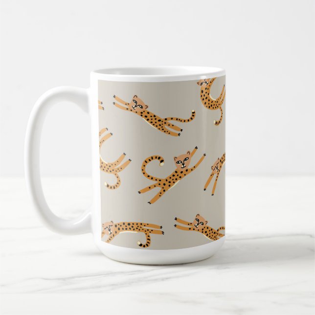 Caneca De Café Baby Cheetah Stretches Orange e Taupe Mug (Esquerda)