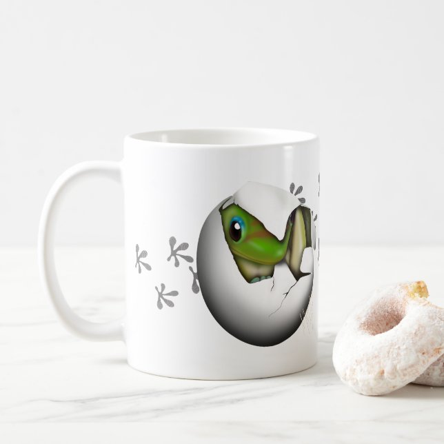 Caneca De Café Baby Gecko in Egg  (Com Donut)