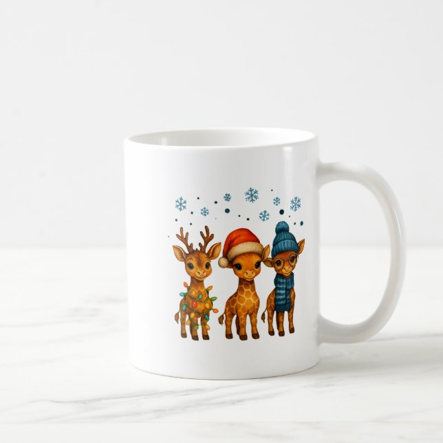 Caneca De Café Baby Giraffe Christmas Lights Santa Hat Reindeer W (Direita)