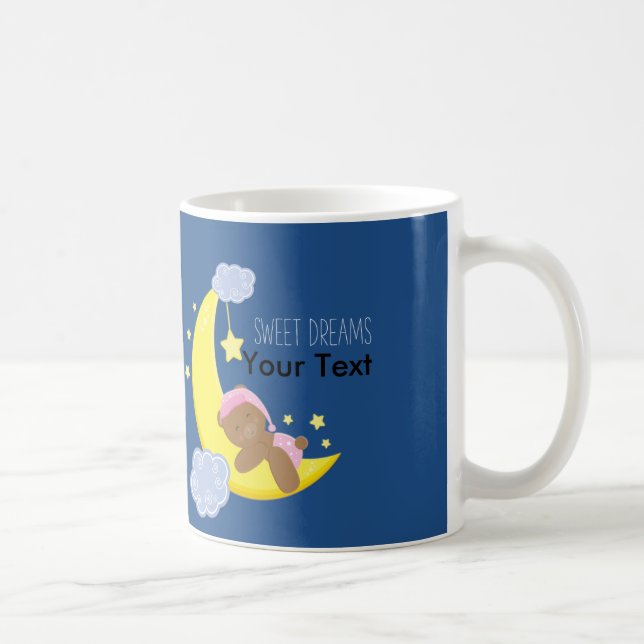 Caneca De Café Baby Girl Bear Moon Stars DREAMS Coffee Mug (Direita)