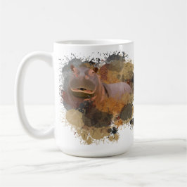 Caneca De Café Baby Hippo Abstrato Paint Splatter Willife