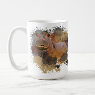 Caneca De Café Baby Hippo Abstrato Paint Splatter Willife