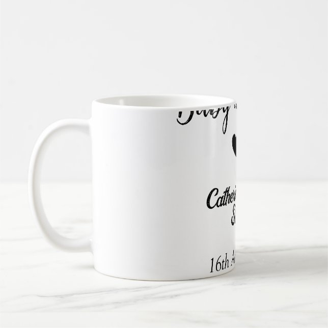 Caneca De Café Baby in bloom baby shower simple black heart date (Esquerda)
