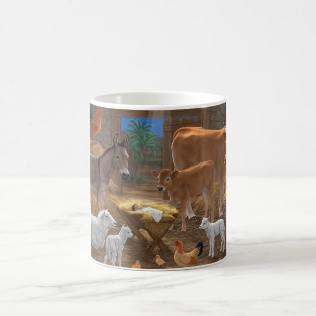 Caneca De Café Baby Jesus Manger Santa Noite Natal Natividade (Centro)