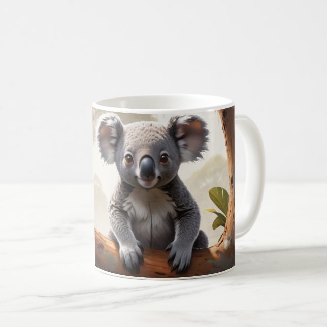 Caneca De Café Baby Koala por um Pond (Frente Esquerda)