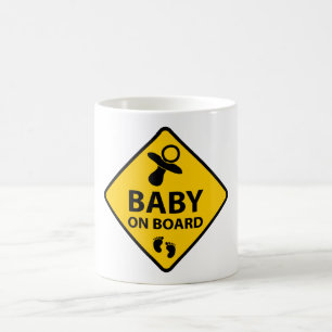 Caneca De Café Baby on Board funny baby design pacifier and foot