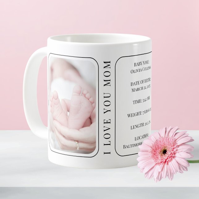 Caneca De Café Baby Photo Modern White New Mãe Primeiro Dia de as (Baby Photo Modern White New Mom First Mothers Day Coffee Mug)