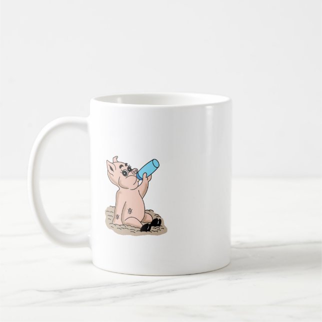 Caneca De Café Baby Pig Cartoon Design Coffee Mug (Esquerda)
