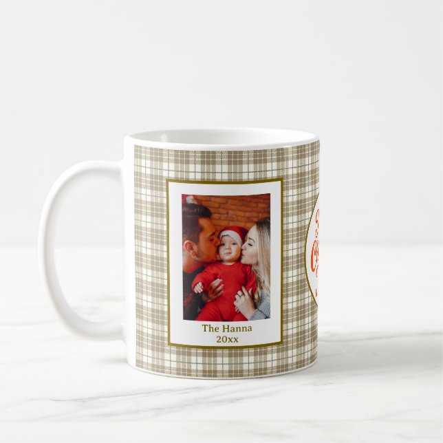 Caneca De Café Baby's First Christmas Custom Name Photo Keepsake (Esquerda)