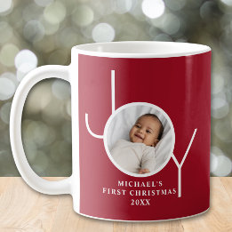 Caneca De Café Baby's First Christmas Photo Red