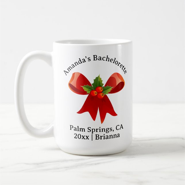 Caneca De Café Bachelorette Birth Mês Flor Holly Dezembro (Esquerda)