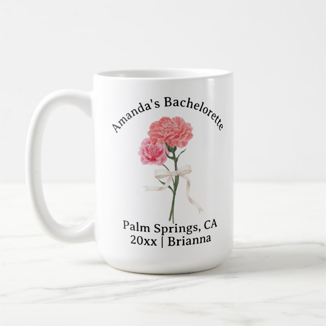 Caneca De Café Bachelorette Birth Mês Flor Janeiro Carnação (Esquerda)