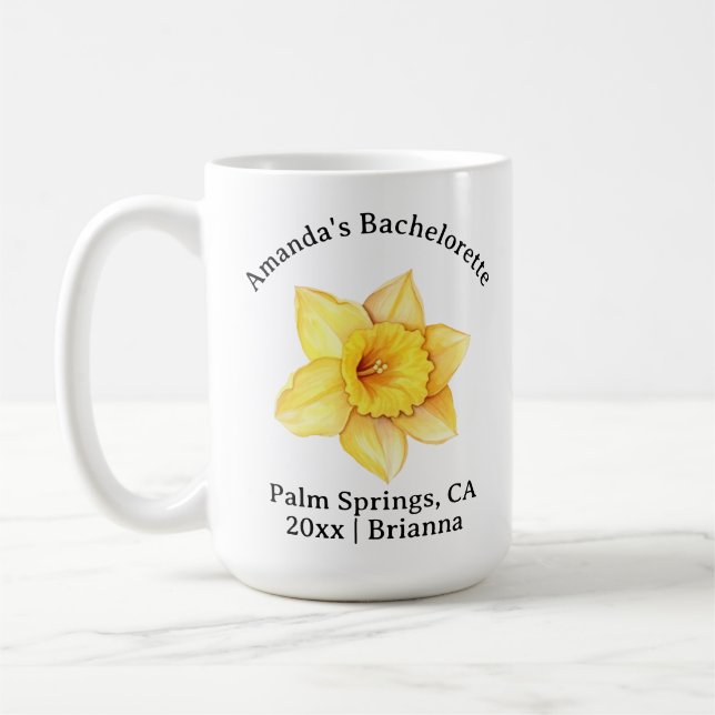 Caneca De Café Bachelorette Birth Mês Flor Marcha Daffodil (Esquerda)