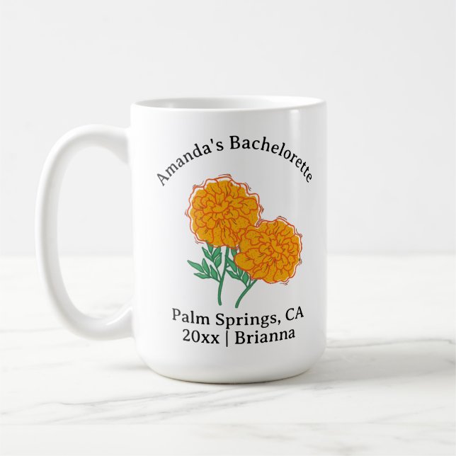 Caneca De Café Bachelorette Birth Mês Flor outubro Marigold (Esquerda)