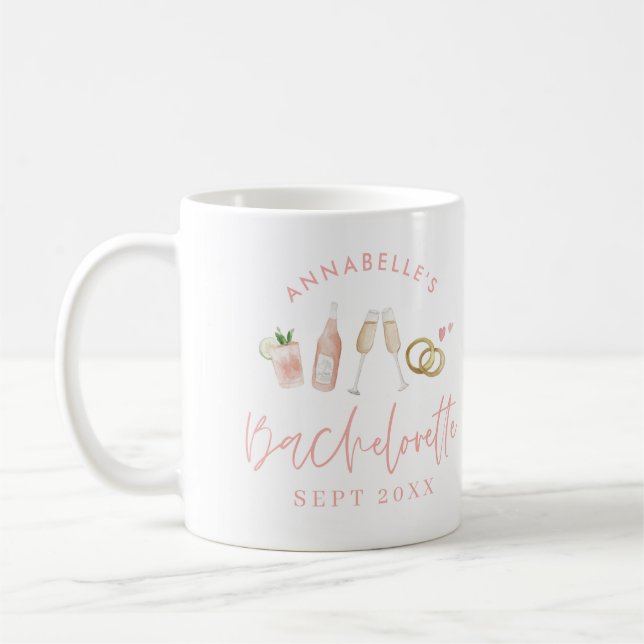 Caneca De Café Bachelorette de champanhe moderna cor-de-rosa (Esquerda)