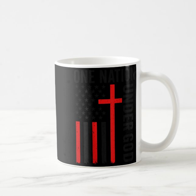 Caneca De Café Back One Nation Under God American Flag Christian  (Direita)