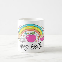 Caneca De Café back School Rainbow Teacher Life